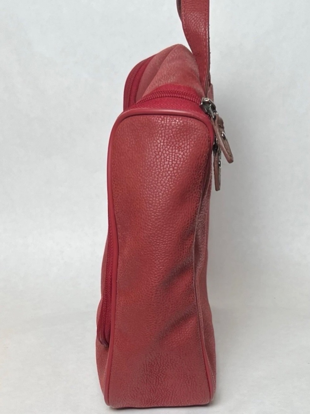 Vintage Boyt Red Pebbled Leather Hanging Travel Toiletry Bag Dopp Kit - Picture 11 of 11
